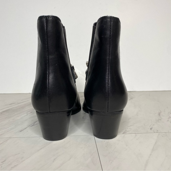 Marc Fisher Henly Black Leather Chain Bootie 7M - Picture 3 of 16